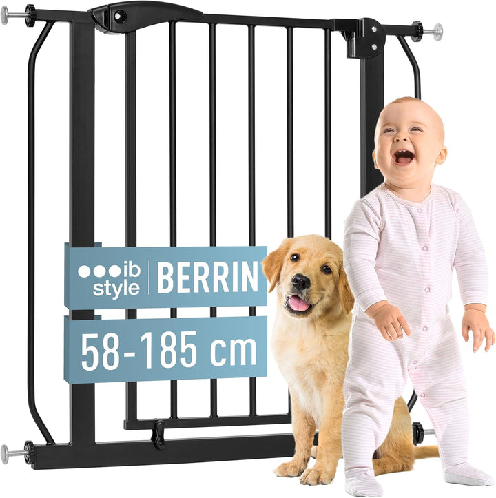 ib style® Berrin | PREISSIEGER | Türschutzgitter | Ohne Bohren | 90° Stop | Auto-Close | Schwarz | 6