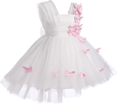 FYMNSI Baby Mädchen Prinzessin Kleid Blumenmädchenkleid Taufkleid Kleinkinder Schmetterling Festlich