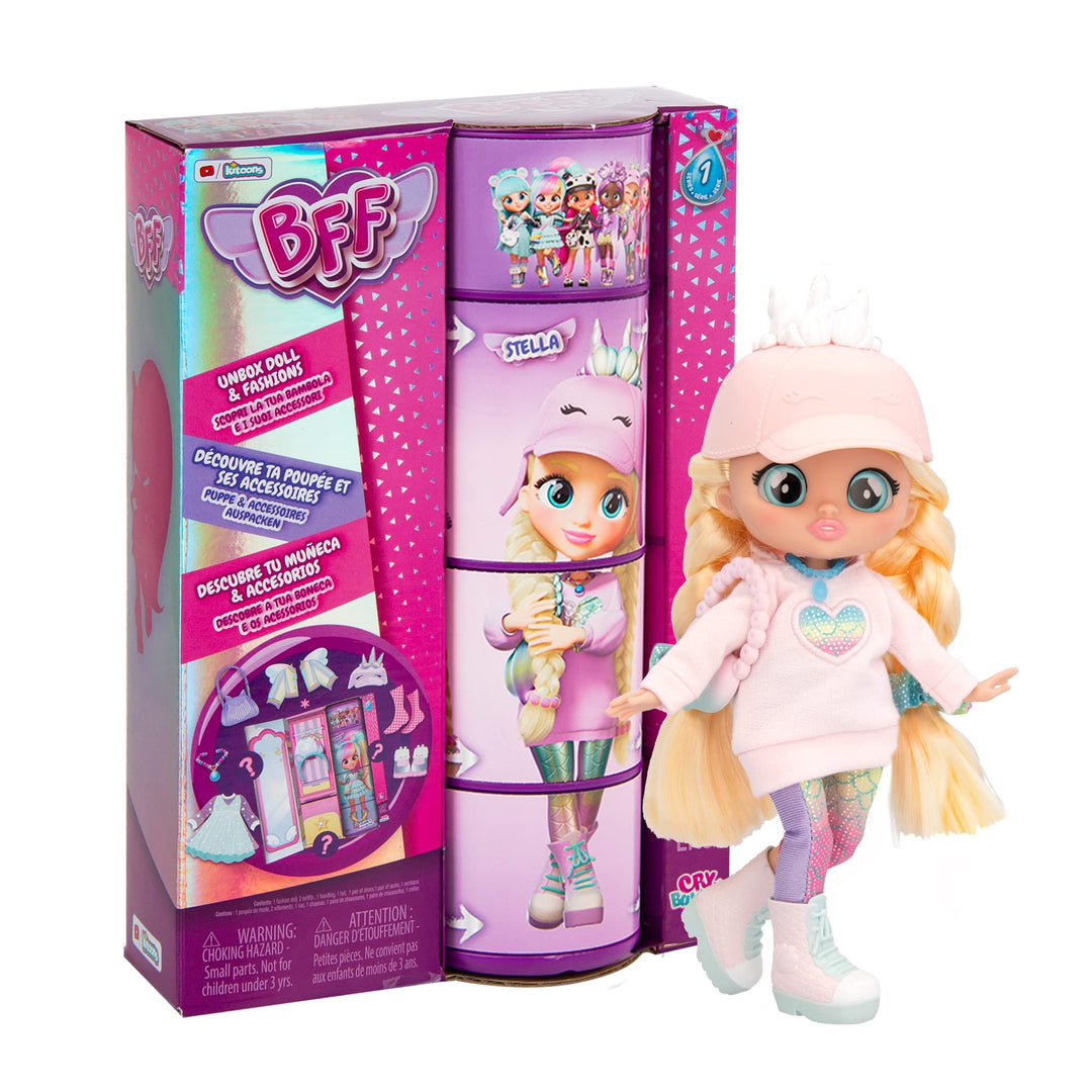 BFF Babys Papageien Stella | Sammlerbare modische Puppe mit Langen Haaren, Stoffkleidung und 9 Zubeh