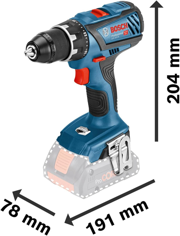 Bosch Professional 18V System Akku Bohrschrauber GSR 18V-28 (max. Drehmoment (weich/hart): 28/63 Nm,