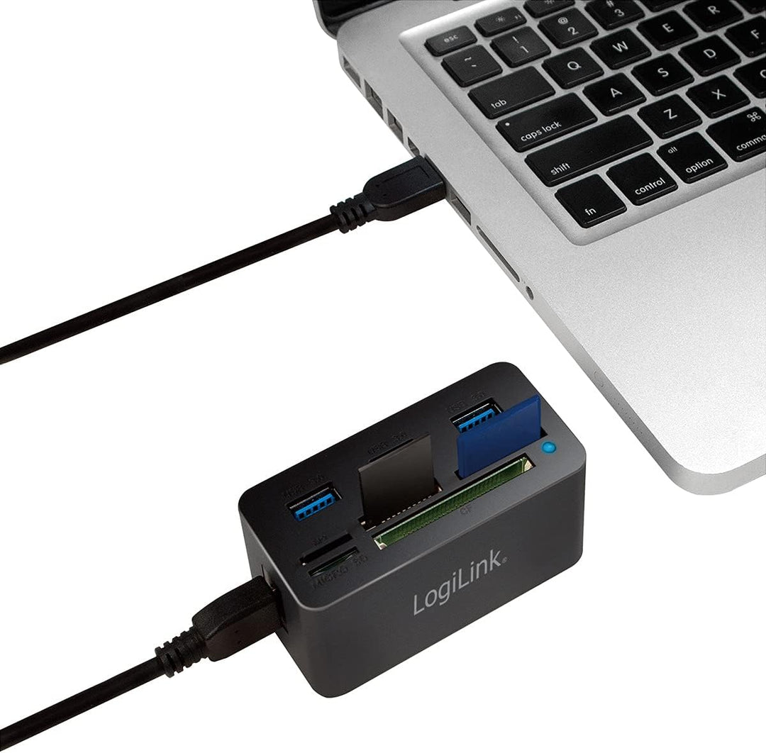LogiLink CR0042 USB 3.0 Hub mit All-in-One Card Reader (Micro SD / SD / MS / M2 / CF) Schwarz Single