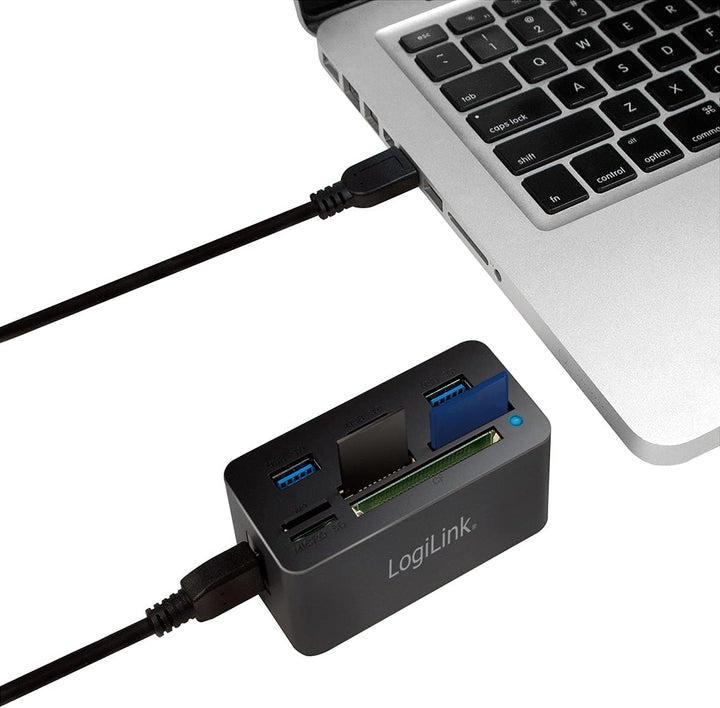 LogiLink CR0042 USB 3.0 Hub mit All-in-One Card Reader (Micro SD / SD / MS / M2 / CF) Schwarz Single
