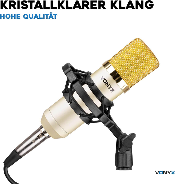 VONYX CM400C Studio Mikrofon - Gaming Mikrofon PC, Streaming Microphone, Mikrofon mit Stossdämpfer H
