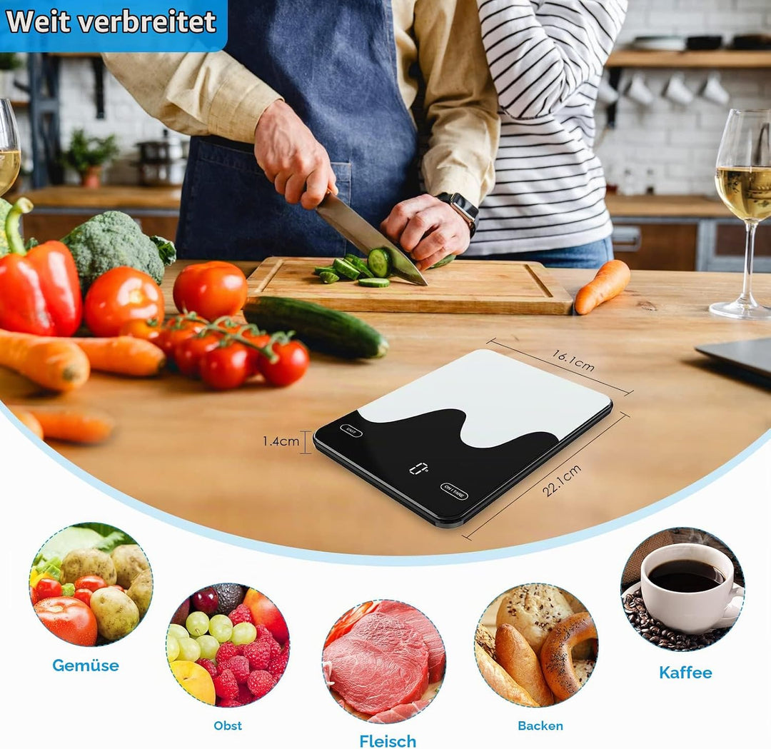 Brifit Digitale Küchenwaage 10kg/1g – Präzise Grammwaage mit LED-Display, Tara-Funktion, USB-C Aufla