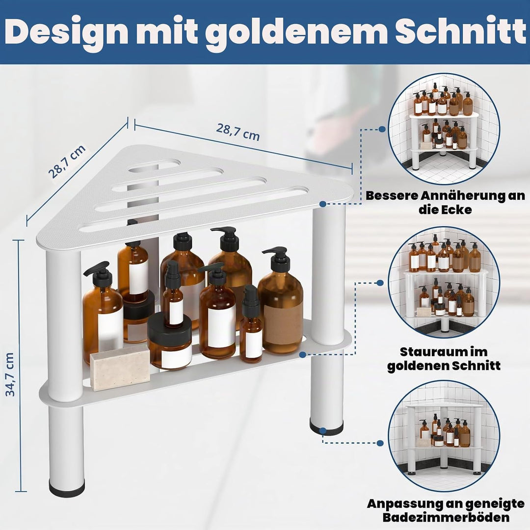 Rostfreier-Eck-Duschfusshocker, Duschfussstützenbank mit Ablagefach für Innendusche, 36CM Höhe, 350K