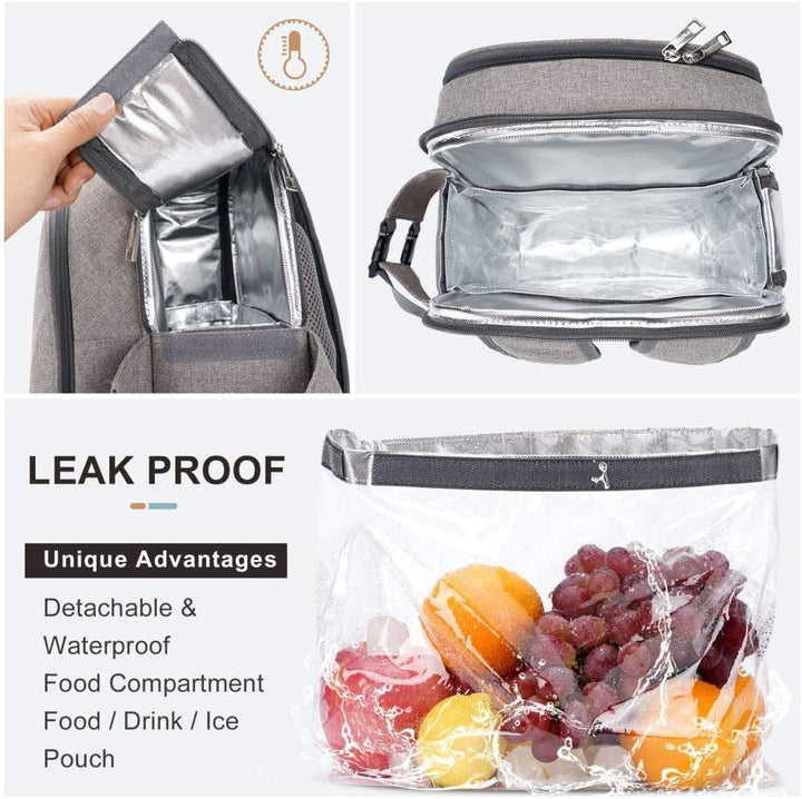HappyPicnic Isolierter Picknickrucksack für 4 Personen mit komplettem Geschirr, geräumigem Kühlfach,