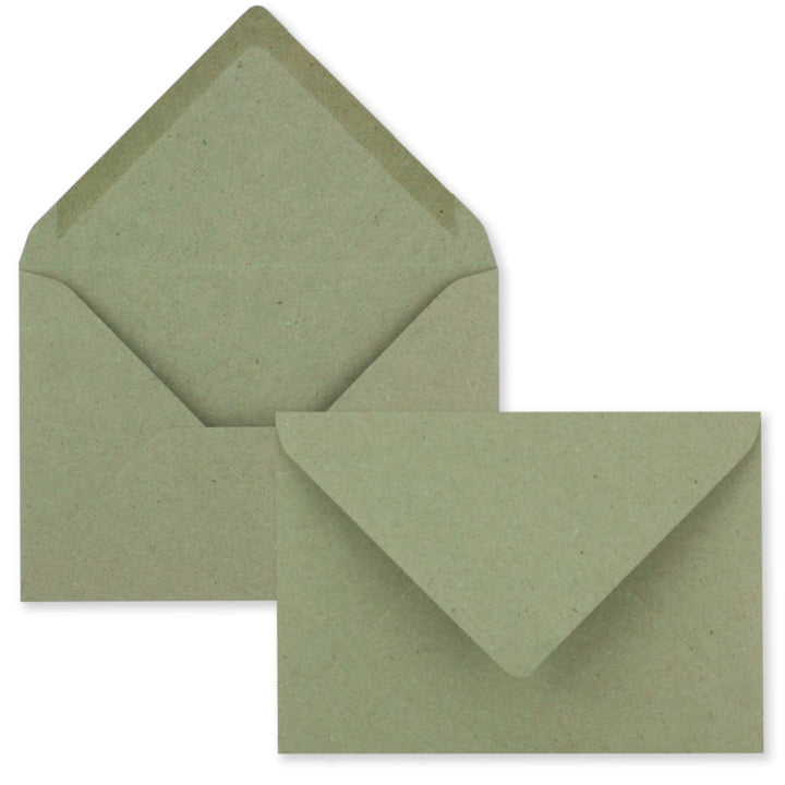 700x kleine Umschläge aus Kraftpapier in Grün DIN C7 8,1 x 11,4 cm mit Spitzklappe und Nassklebung i