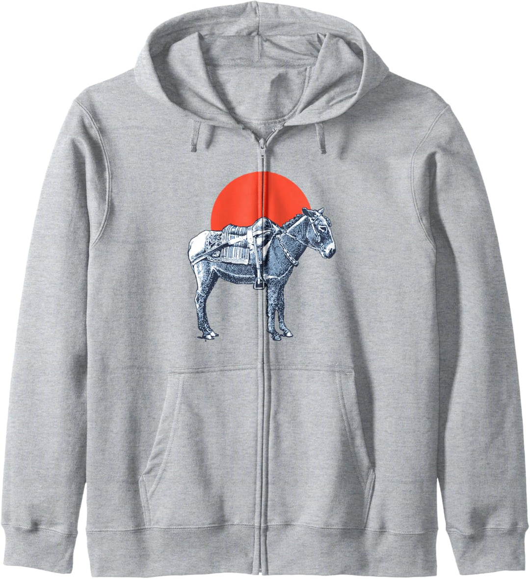 Minimalist Retro Donkey & Sun Vintage Pack Mule Graphic Kapuzenjacke