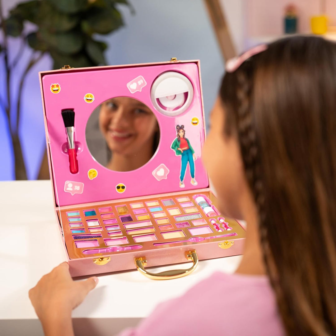 Nice Group - Pink it Selfie Ring Suitcase, 1 Koffer Schminkset mit Spiegel und Leuchtring für Selfie