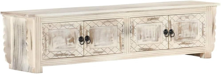 vidaXL Mangoholz Massiv TV Schrank mit 4 Türen Lowboard Fernsehtisch Fernsehschrank TV Möbel Board S