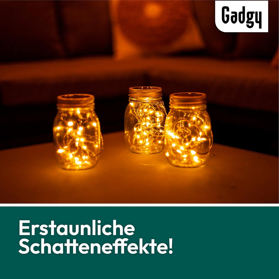 Gadgy Solarglas für Aussen Wasserdicht | Set 3 Stück | Gartendeko Draussen | Balkon licht | Terrasse