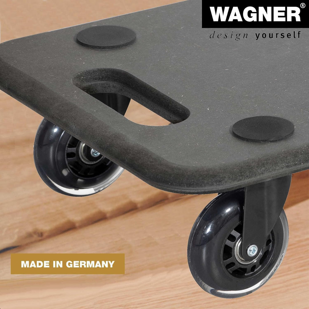 WAGNER Transportroller Transporthilfe I Plattformwagen schwarz für Möbel aus MDF I 57,5 x 30 x 11 cm