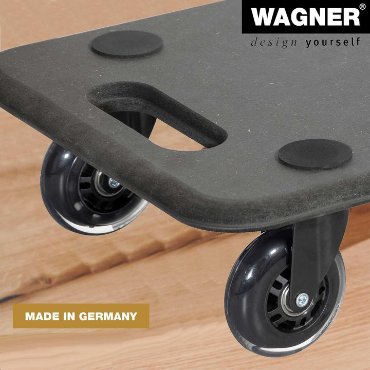 WAGNER Transportroller Transporthilfe I Plattformwagen schwarz für Möbel aus MDF I 57,5 x 30 x 11 cm