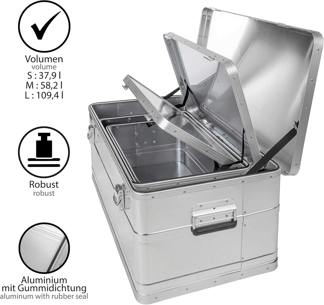 ONVAYA Alubox 3er Set stapelbar | Alukisten mit Deckel | Transportkiste | Aluminiumkiste | Aluminium