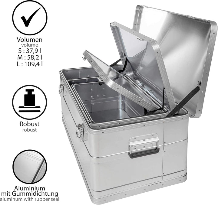 ONVAYA Alubox 3er Set stapelbar | Alukisten mit Deckel | Transportkiste | Aluminiumkiste | Aluminium