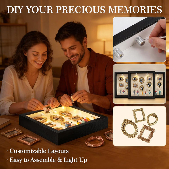 DIY Mini Museum Silhouette Box, Foto Erinnerungsanzeige Set, Fotospeicher Bilderrahmens mit 8 Mini G