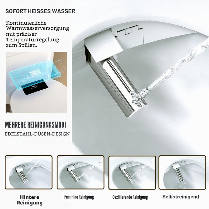 WLJBIDET Bidet Toilettensitz mit Fernbedienung, Elektronisch Beheizbarer Dusch WC Aufsatz mit Einste