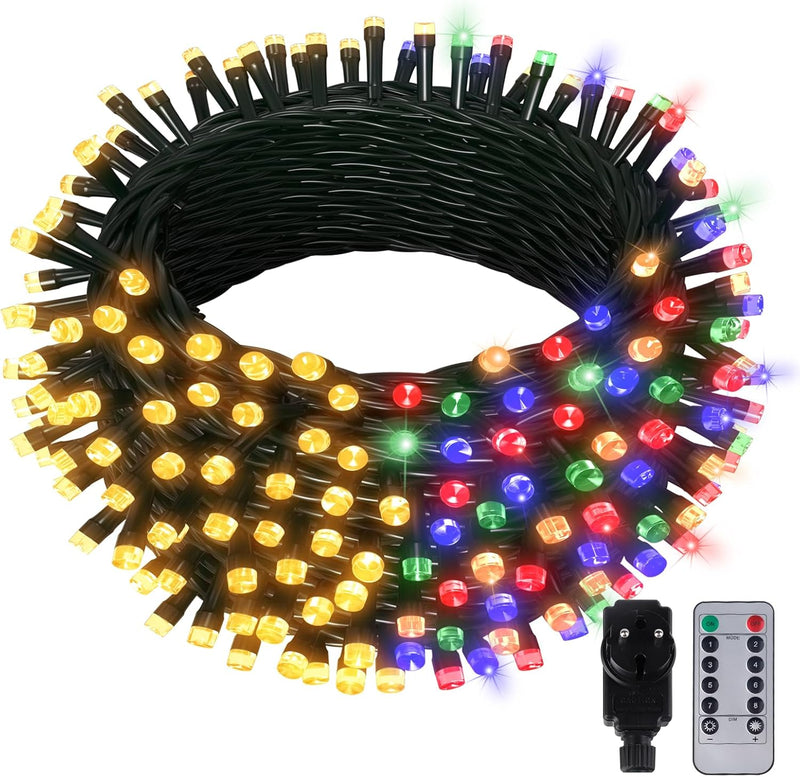 Hzitcigm 30M Weihnachten Deko Lichterkette, 300 LED Warmweiss/Bunt Lichterkette Weihnachtsbaum Licht