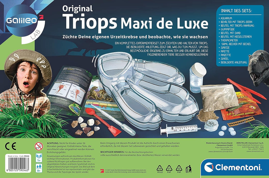 Clementoni Galileo Lab – Original Triops Maxi de Luxe, Züchten & Beobachten von Urzeitkrebsen, Spiel