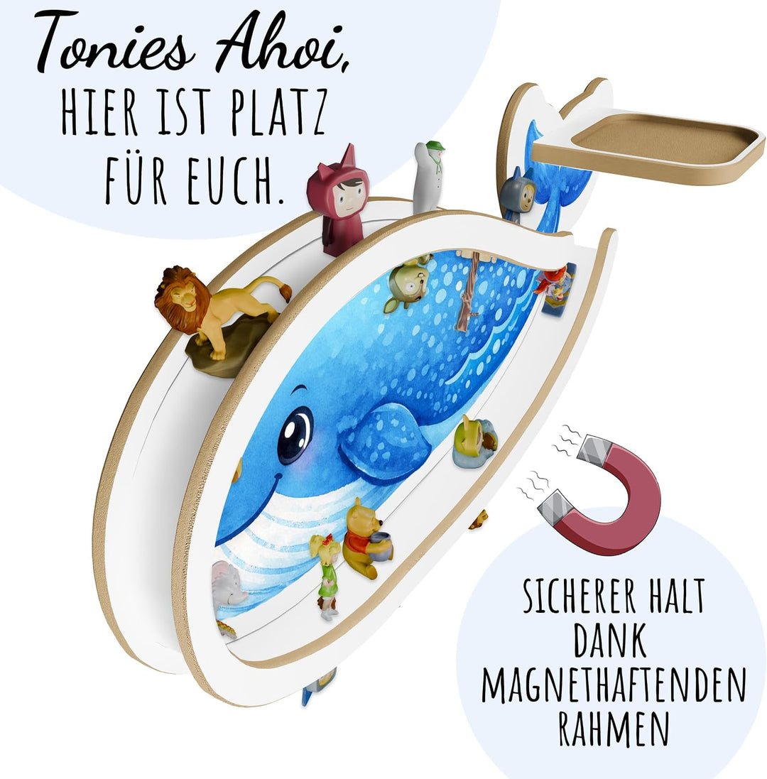 Holzura Wal Tonie Regal für Toniebox 2 – magnetisches Wandregal ohne Personalisierung für über 50 To