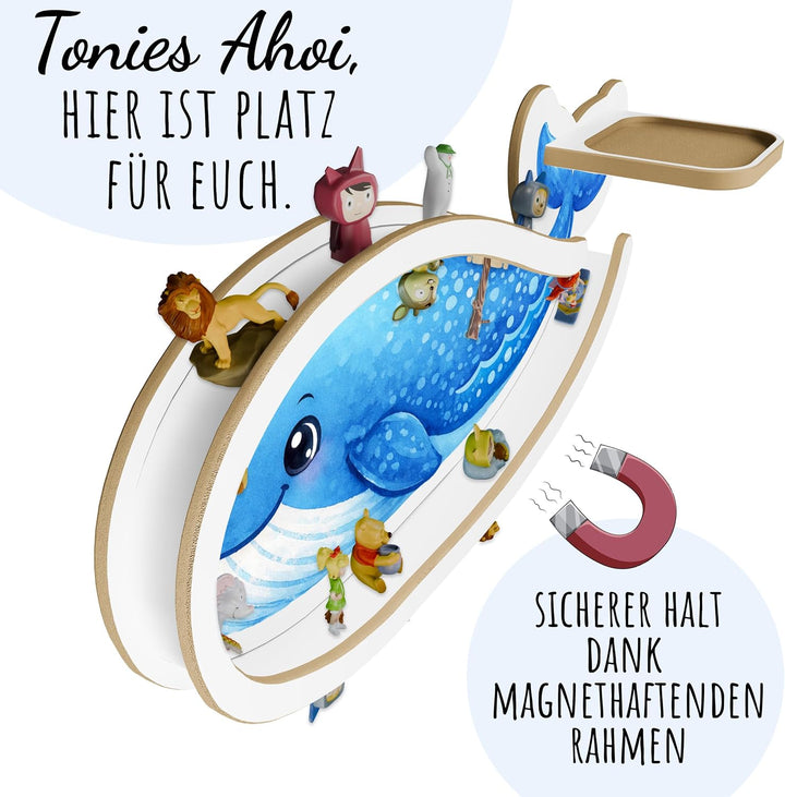 Holzura Wal Tonie Regal für Toniebox 2 – magnetisches Wandregal ohne Personalisierung für über 50 To