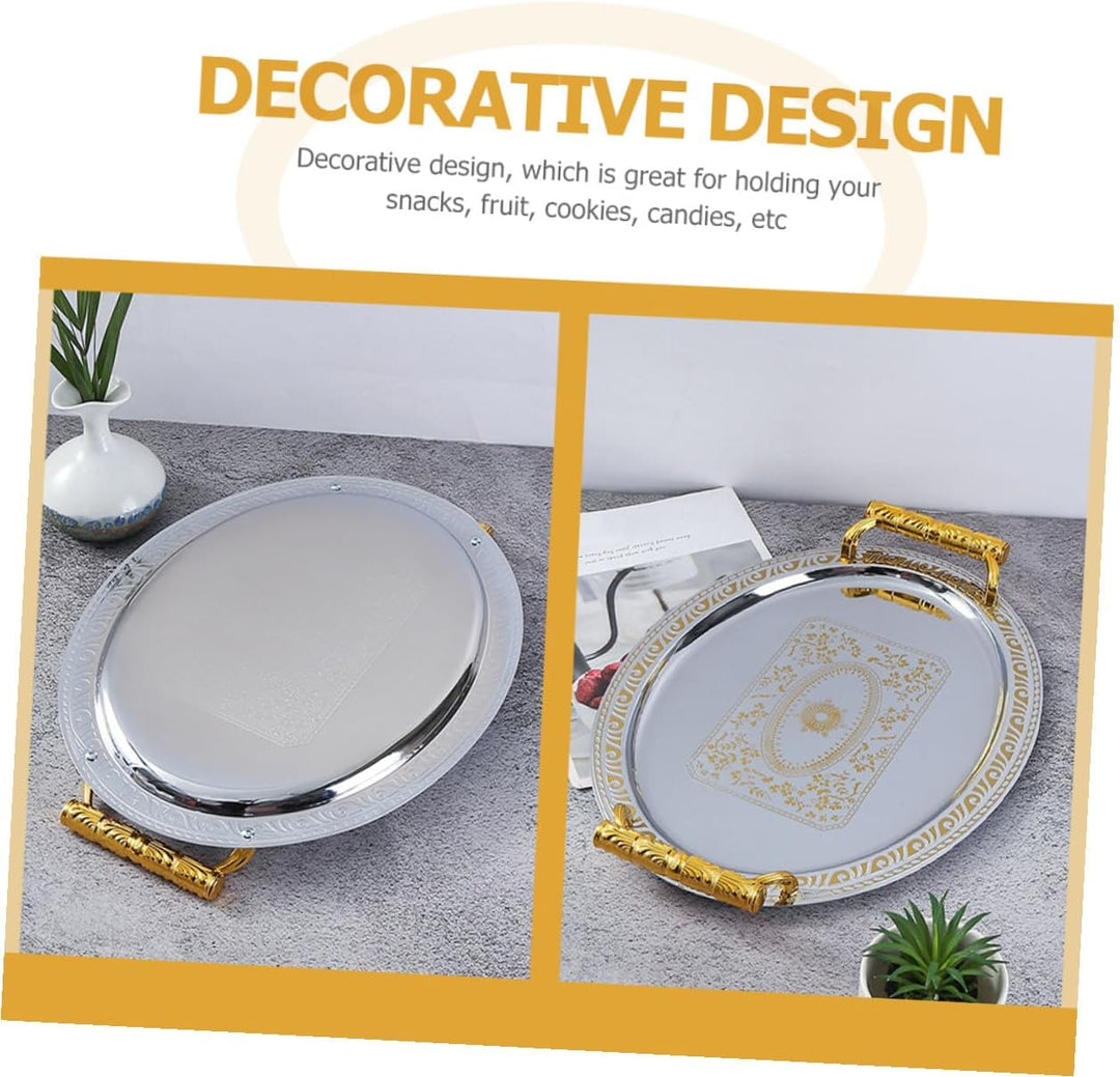 TOYANDONA Oval Serviertablett aus Edelstahl für Küche und Haushalt Speiseteller als Accessoire für G