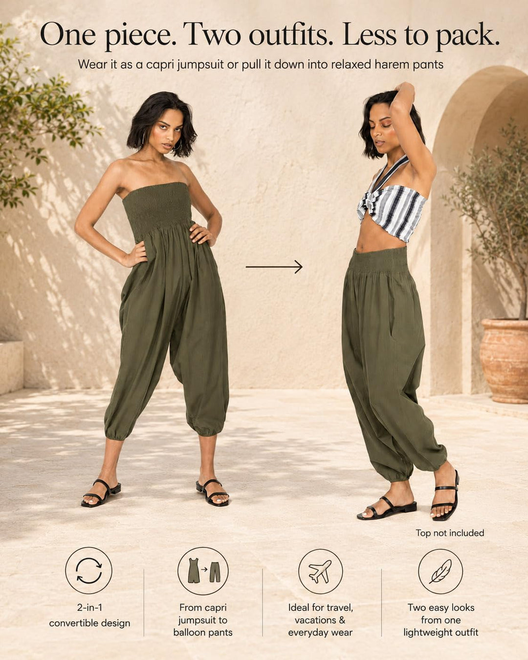 likemary Jumpsuit Damen Sommer – flexibler bequemer Einteiler aus Baumwolle – knielang - wird durch