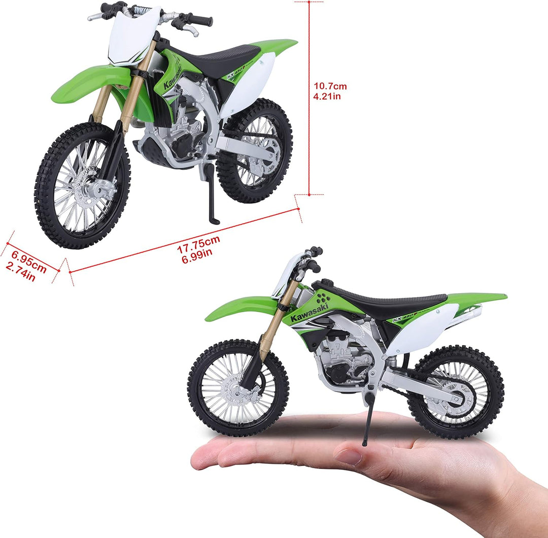 Bauer Spielwaren 2049755 Maisto Kawasaki KX 450F: Originalgetreues Motorradmodell 1:12, mit beweglic
