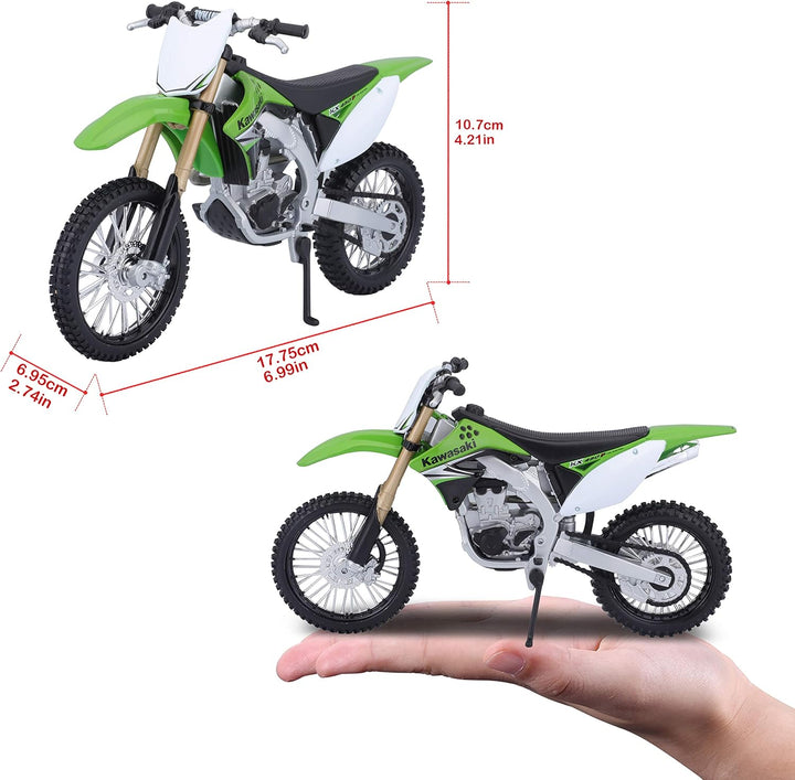 Bauer Spielwaren 2049755 Maisto Kawasaki KX 450F: Originalgetreues Motorradmodell 1:12, mit beweglic