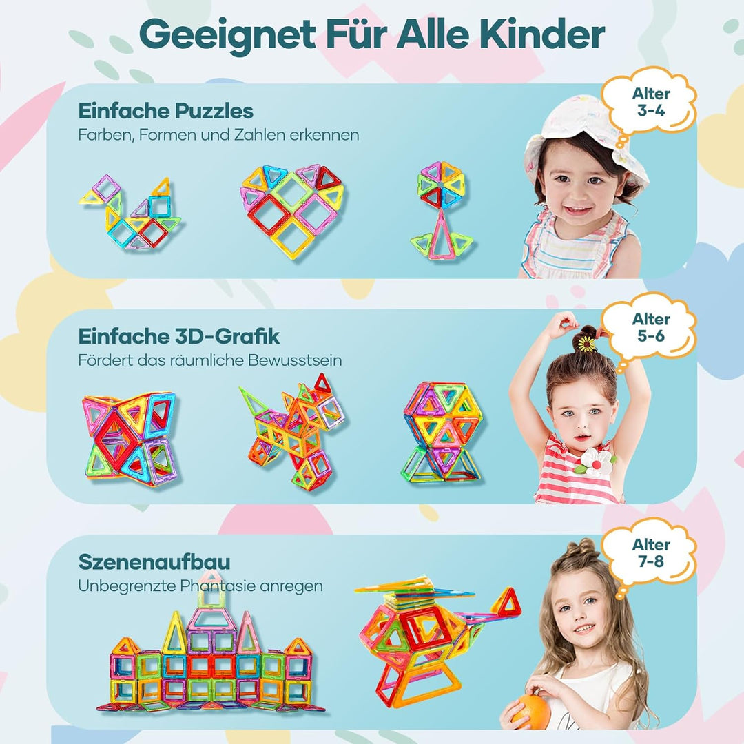 Assark 98pcs Magnetische Bausteine, Castle Magnetblöcke Konstruktion Bauen Blöcke Set für Kinder Spi