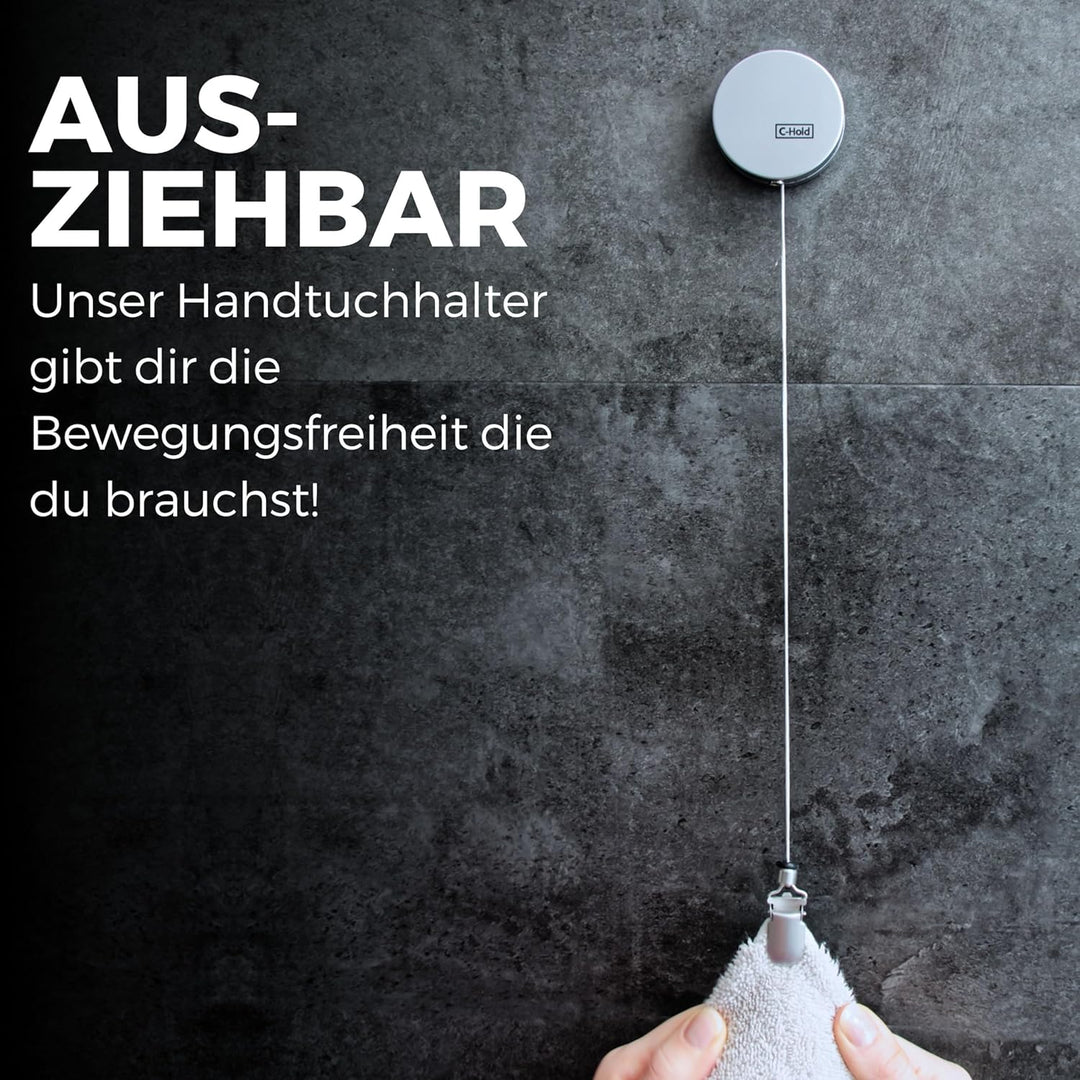 C-Hold ausziehbarer Handtuchhalter/Handtuchhaken | Der clevere und smarte Handtuchhalter selbstklebe