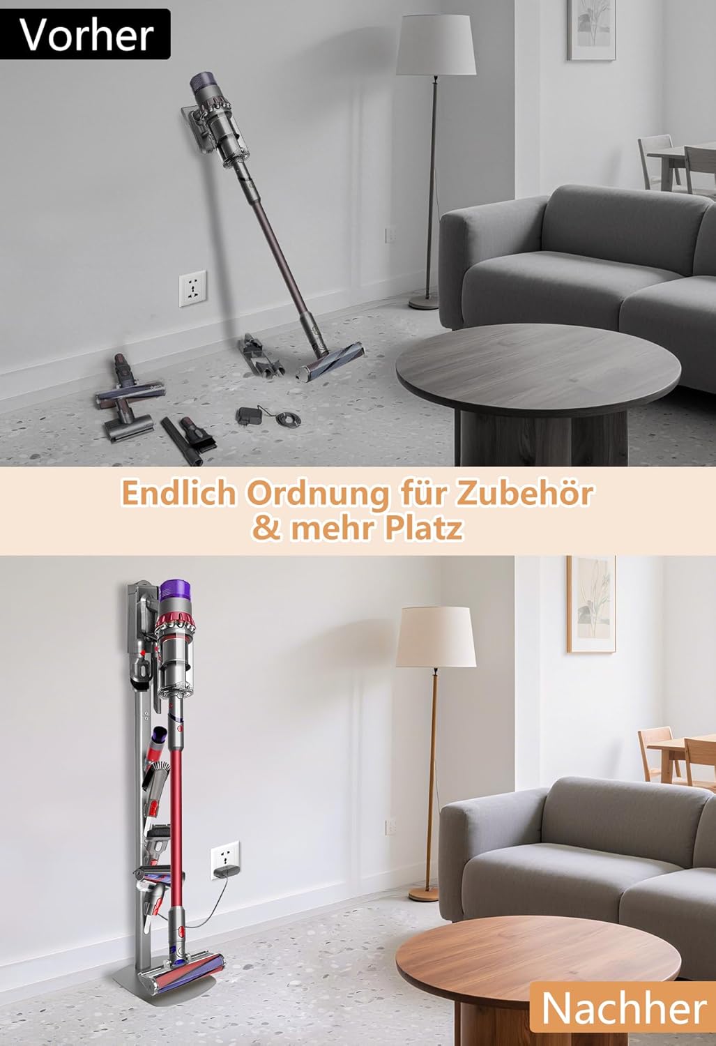Staubsauger Ständer – Kompatibel mit Dyson Gen5, V15, V12, V11, V10, V8, V7, V6 Silber, Silber