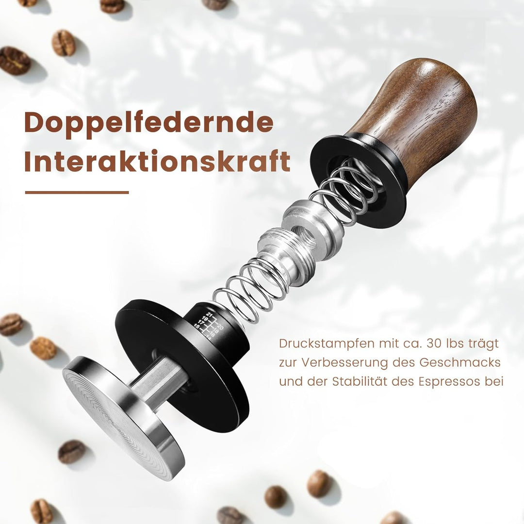 NOTSEK Tamper 54mm, 30lbs Druckregulierend Espresso Tamper, Self Levelling Kalibriert Feder Kaffee T