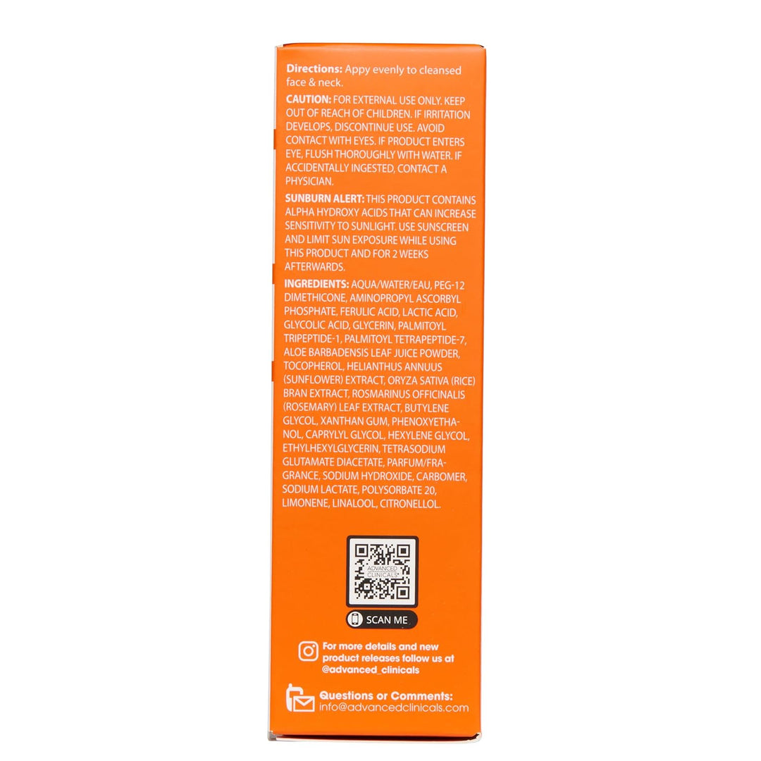 Advanced Clinicals Vitamin C Anti-Aging-Serum für dunkle Flecken,ungleichmässige Hautfarbe,Krähenfüs