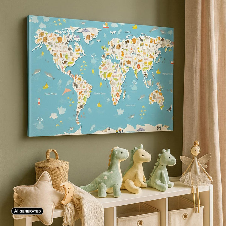 Bilder auf Leinwand Geographie Globus Grafik Illustration Leinwandbild 70x50cm Wandbilder Dekoration