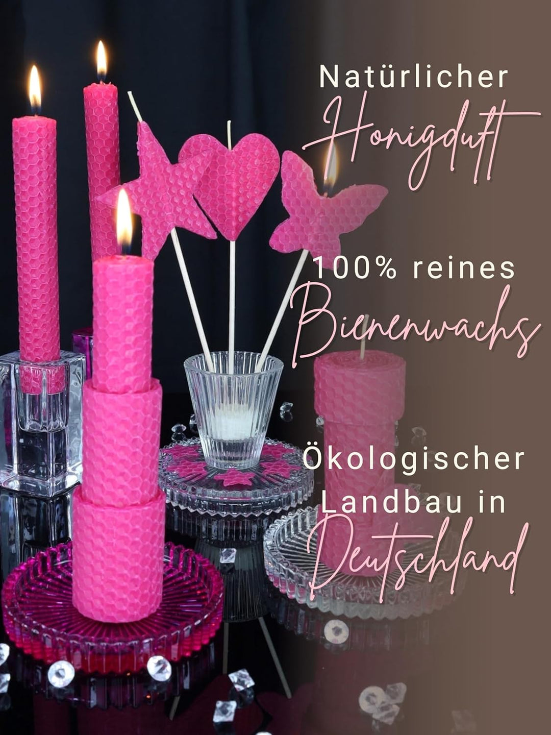 Wachsmann 20 Bienenwachsplatten aus Deutschland, pink, Wachsplatten 20 x 15 cm, Bienenwachs Kerzen s