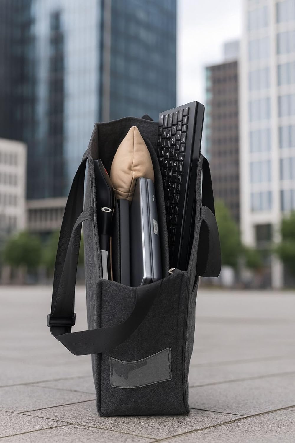 46228 Desk Sharing Tasche SUMBA, Arbeitstasche aus rPET-Filz, Umhängetasche für einen mobilen Arbeit