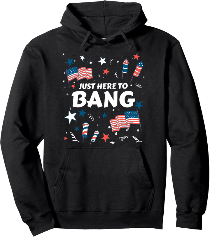 4th of July Fireworks Bang Patriotic American Flag Funny Pullover Hoodie