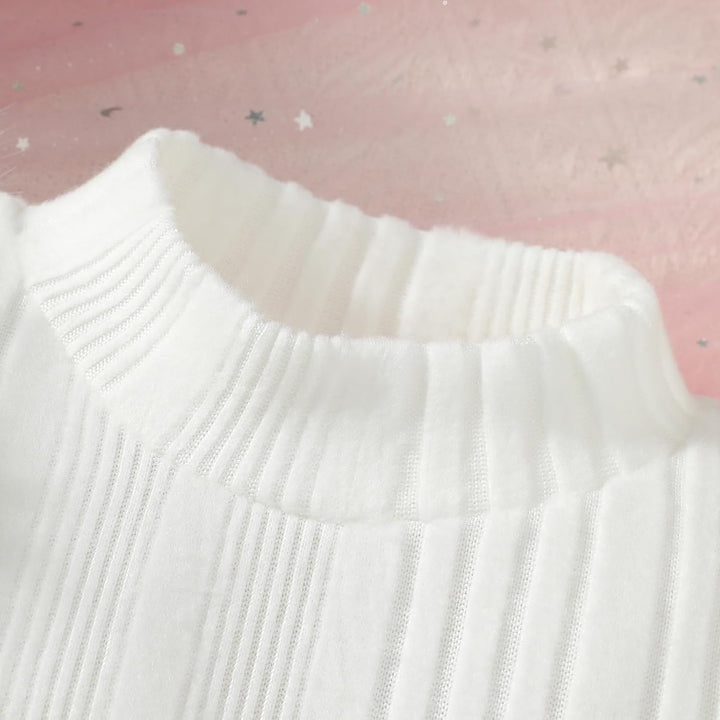 Kleinkind Baby Mädchen Kleidung Langarm Strick Rippenoberteile Schleife Cord Hosenträgerrock Kleid O