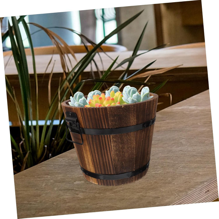 2st Blumentopf Pflanzer Für Whiskyfässer Pflanzgefässe Aus Holz Rustikale Aussendekoration Gartendek