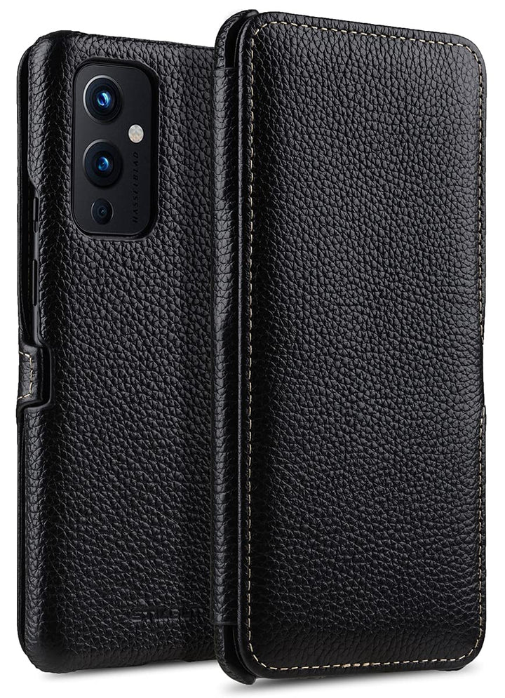 STILGUT Book Case kompatibel mit OnePlus 9 Hülle aus Leder mit Clip-Verschluss, Lederhülle, Klapphül