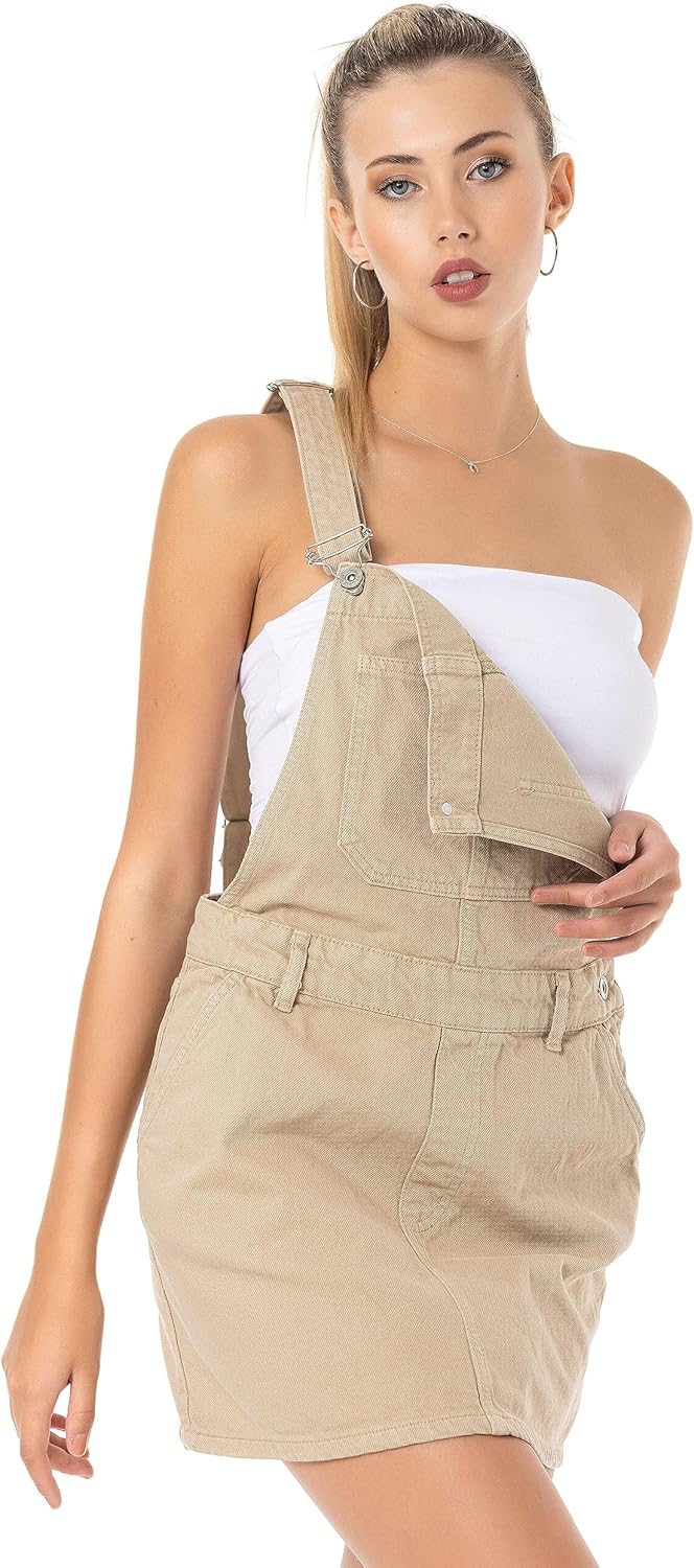 Red Bridge Damen Jeansrock kurzer Rock Overall Latzhose S Beige, S Beige