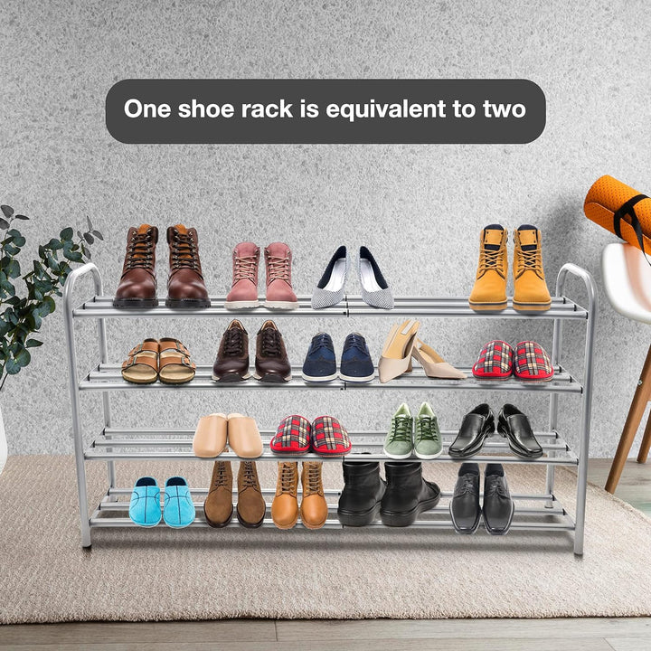 GUANJUNE 4-stufiger ausziehbarer Schuhregal-Organizer,Robustes Metallregal für bis zu 20 Paar Schuhe