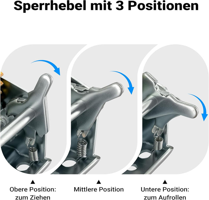 Wiltec Handseilwinde bis 1100kg Übersetzung 4:1 8:1 170x175x240mm, Winde mit 8m Drahtseil, Seilwinde