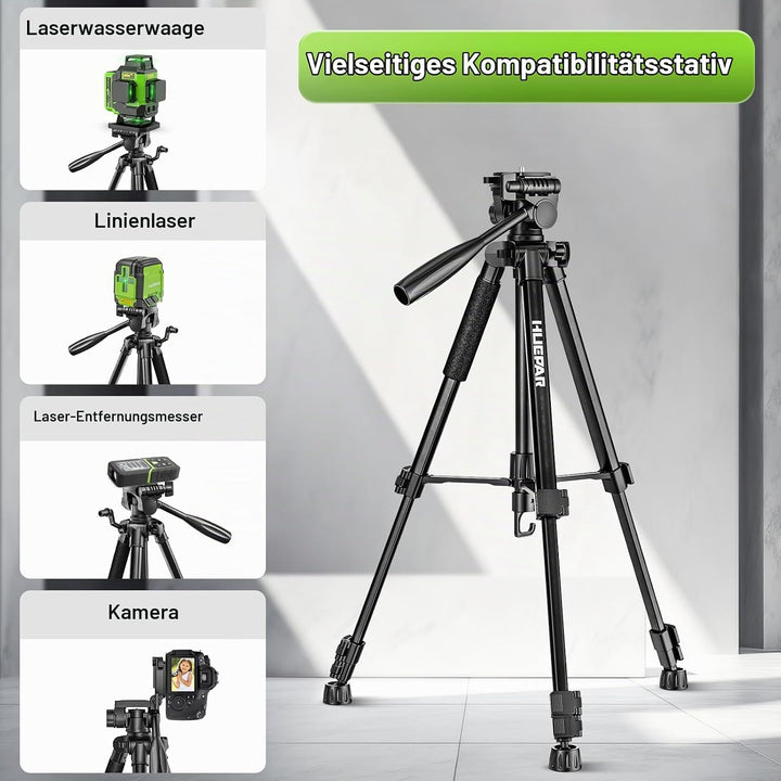 Huepar Professionelles Baustativ für Laser und Kameras, 146 cm verstellbar für Hochleistungslaser, P