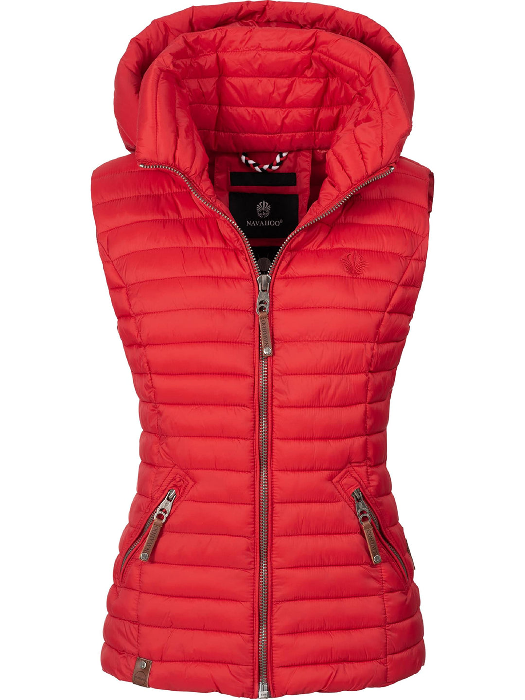 Navahoo Damen Übergangsjacke leichte Steppweste mit Abnehmbarer Kapuze Shadaa XS-3XL XS Rot, XS Rot