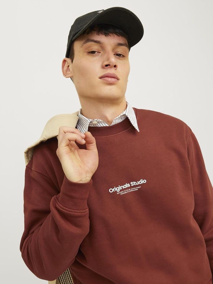 JACK & JONES Herren Jorvesterbro Sweat Crew Neck Noos Sweatshirt XS Brandy Brown, XS Brandy Brown