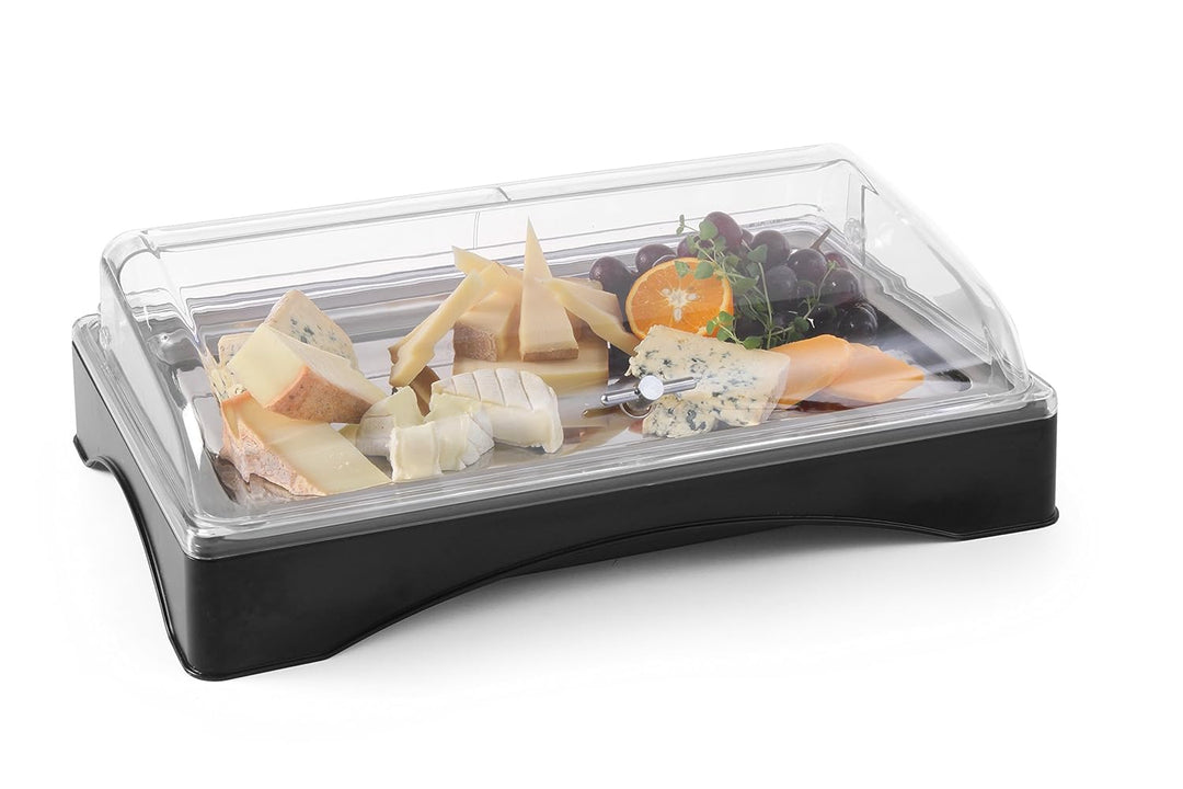 HENDI Buffet-Vitrine, gekühlt, set mit Kühlakkus, 555x357x(H)175mm & APS Buffetvitrine „Doppeldecker