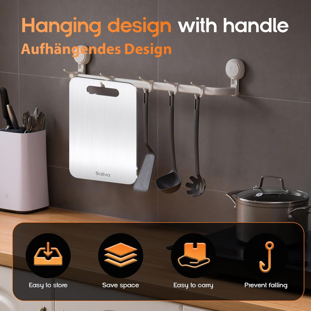 Titan Schneidebrett, Edelstahl Titanium Cutting Board, BPA-freies Doppelseitiges Lebensmittel Grade