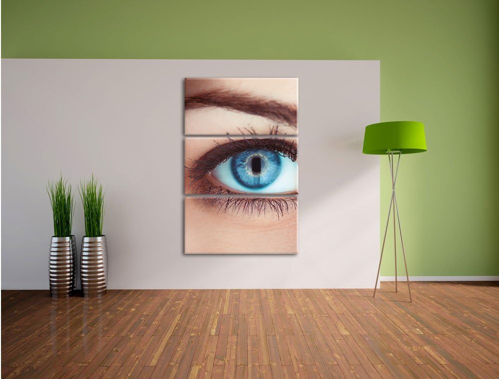 Pixxprint Auge Einer Frau 3-Teiler Leinwandbild 120x80 Bild auf Leinwand
